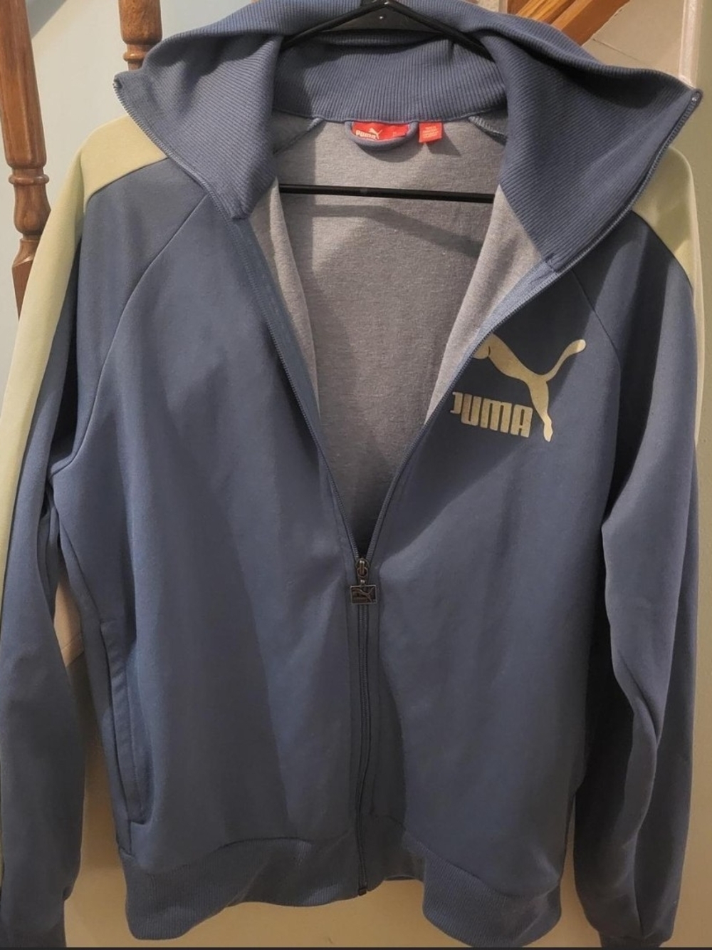 Puma Hooded Zip Jacket in Blue and Cream